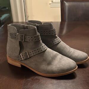 Grey Buckle Booties